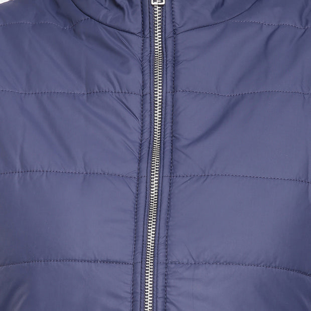 Navy Blue Nylon Padded Winter Jacket for Women