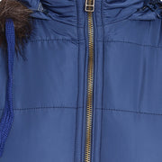 Royal Blue Hooded Nylon Winter Jacket for Women