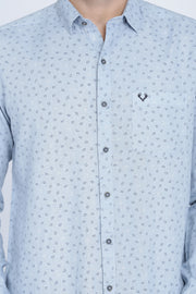 Grey Cotton Print Smart Fit Casual Shirt