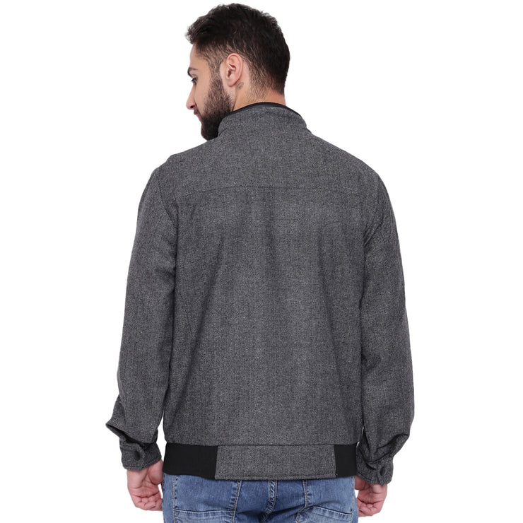 Grey Tweed Winter Jacket for Men