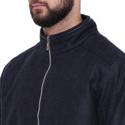 Navy Blue Tweed Winter Jacket for Men