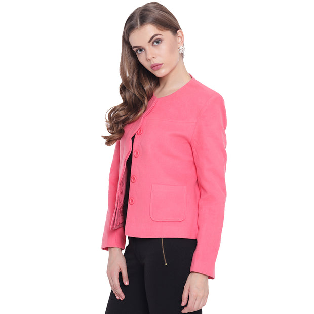 Pink Tweed Winter Jacket for Women