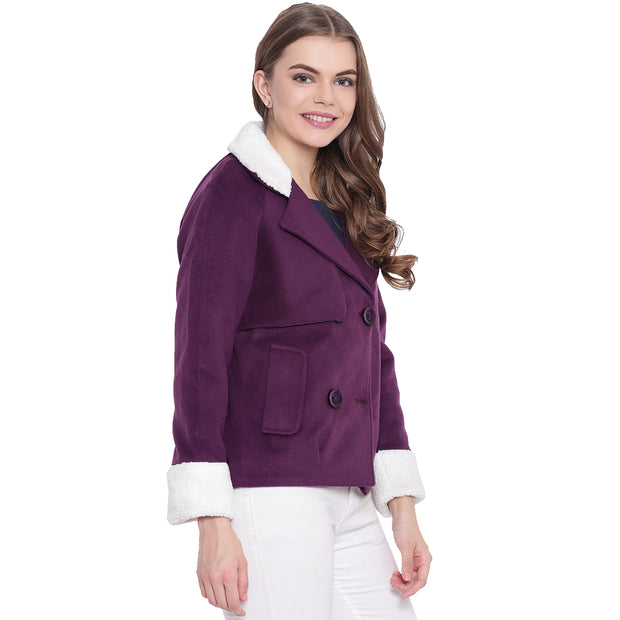 Purple Tweed Winter Jacket for Women
