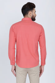 Coral Cotton Plain Slim Fit Casual Shirt
