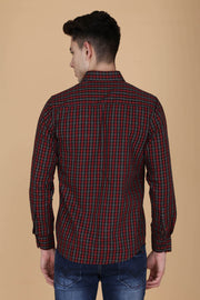 Red Cotton Plaids Slim Fit Full Sleeves Shirt