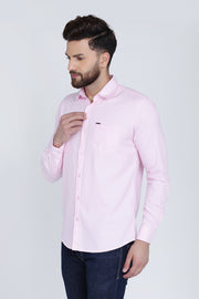 Light Pink Cotton Plain Spread Collar Slim Fit Shirt