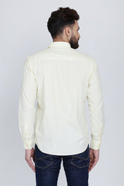 Light Yellow Cotton Plain Full Sleeves Slim Fit Shirt