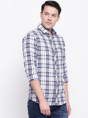 Cotton Checkered Blue Casual Shirt