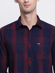 Maroon Checkered Cotton Shirt