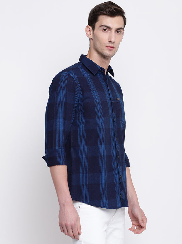 Blue Checkered Cotton Shirt