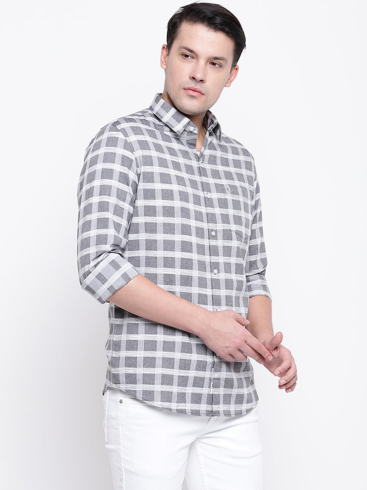 Checkered Grey Casual Cotton Shirt