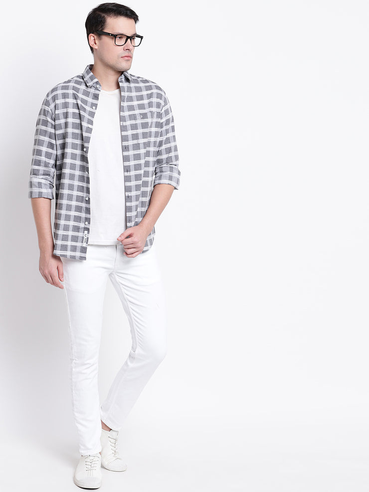 Checkered Grey Casual Cotton Shirt