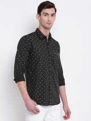 Green Floral Cotton Casual Shirt