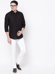 Cotton Black Casual Button-down Front Shirt