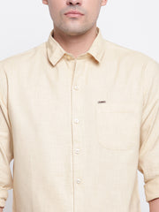 Cotton Beige Casual Button-down Front Shirt
