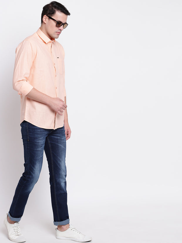 Cotton Pink Casual Button-down Front Shirt