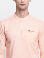 Pink Cotton Mandarin Collar Shirt