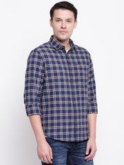 Blue Checkered Regular Fit Cotton Shirt