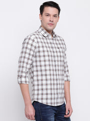 White Checkered Regular Fit Cotton Shirt