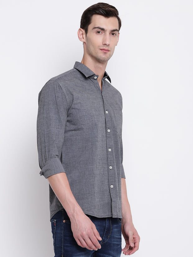 Cotton Full Sleeves Grey Casual Shirt