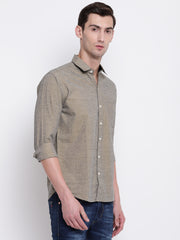 Cotton Full Sleeves Brown Casual Shirt