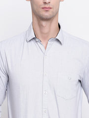 Cotton Full Sleeves Grey Casual Shirt