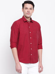 Cotton Full Sleeves Maroon Casual Shirt