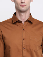 Brown Casual Full Sleeves Satin Shirt