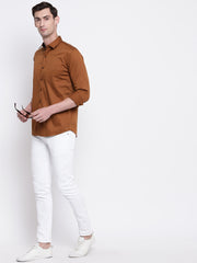 Brown Casual Full Sleeves Satin Shirt