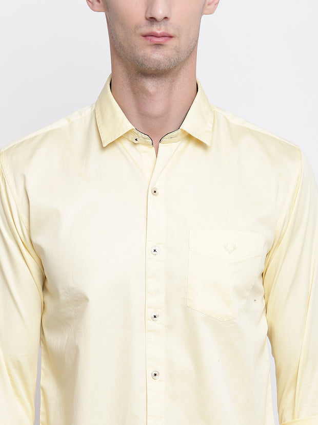 Yellow Casual Full Sleeves Satin Shirt