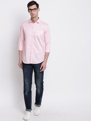 Pink Casual Full Sleeves Satin Shirt
