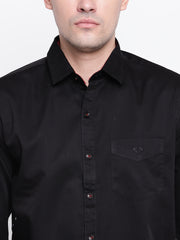 Black and Red Casual Full Sleeves Satin Shirt