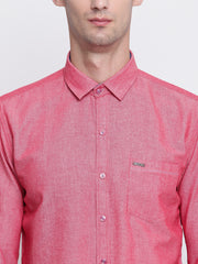 Pink Solid Cotton Full Sleeves Shirt