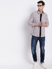 Brown Regular fit Cotton Checkered Casual Shirt