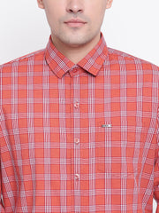 Checkered Casual Red Cotton Shirt