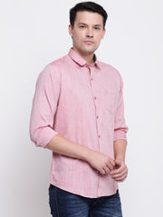 Pink Satin Regular Fit Casual Shirt