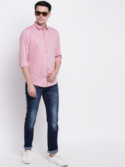 Pink Satin Regular Fit Casual Shirt
