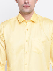 Yellow Regular Fit Casual Satin Shirt
